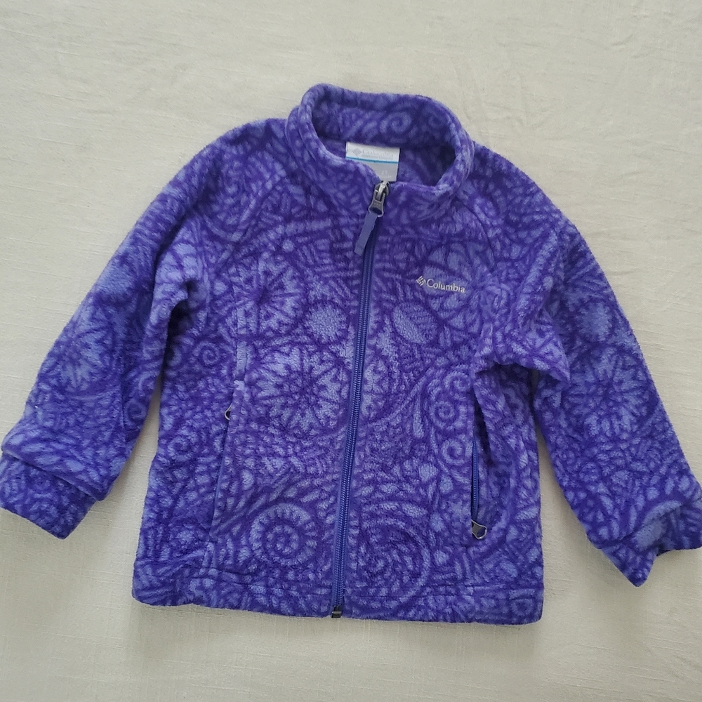 Columbia purple floral leaf pattern fleece jacket 2t